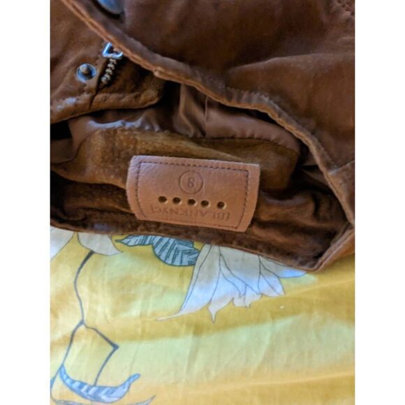 BLANC NYC real tan suede moto jacket asymmetrical zip crop sz small euc - Picture 6 of 8